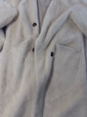 Cream Plush Faux Fur Buttoned Coat